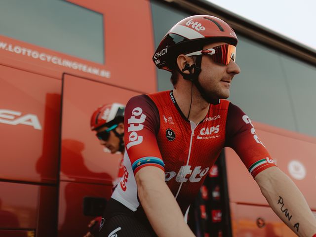 Elia Viviani at the start of the Scheldeprijs: "Ready to throw myself into it."