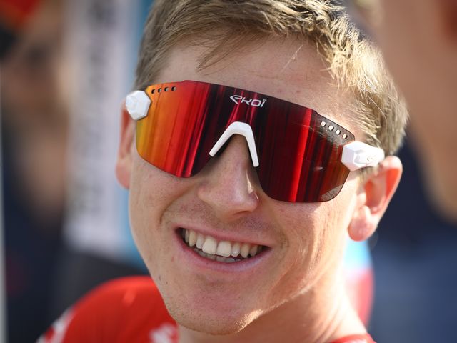 Jenno Berckmoes sprints to third place at Coppi e Bartali